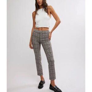 Free People Molly Plaid Slim Pant / Neutral Combo NWT - (6)